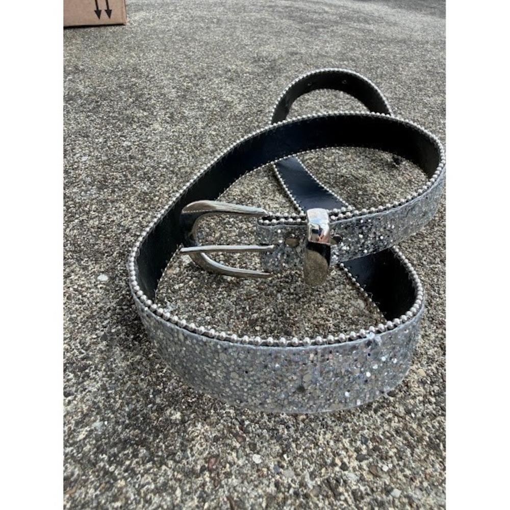 Y2K Glam Festival Sparkly Unbranded Glitter Belt Small Silver Ball Chain Trim